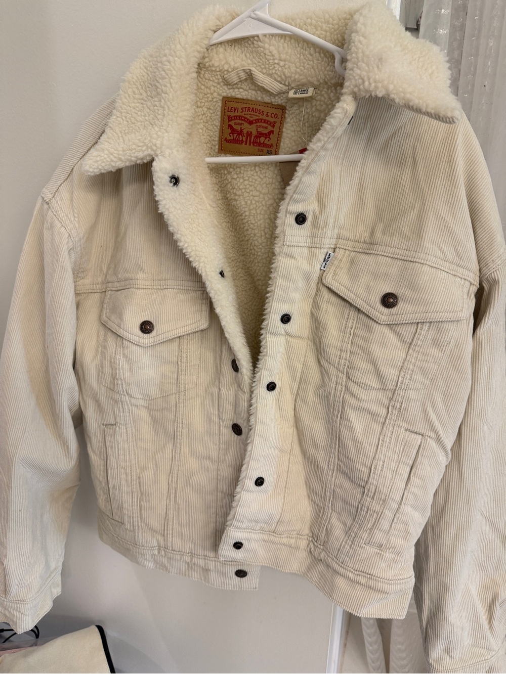 Levi's Cream Sherpa-Lined Corduroy Trucker Jacket